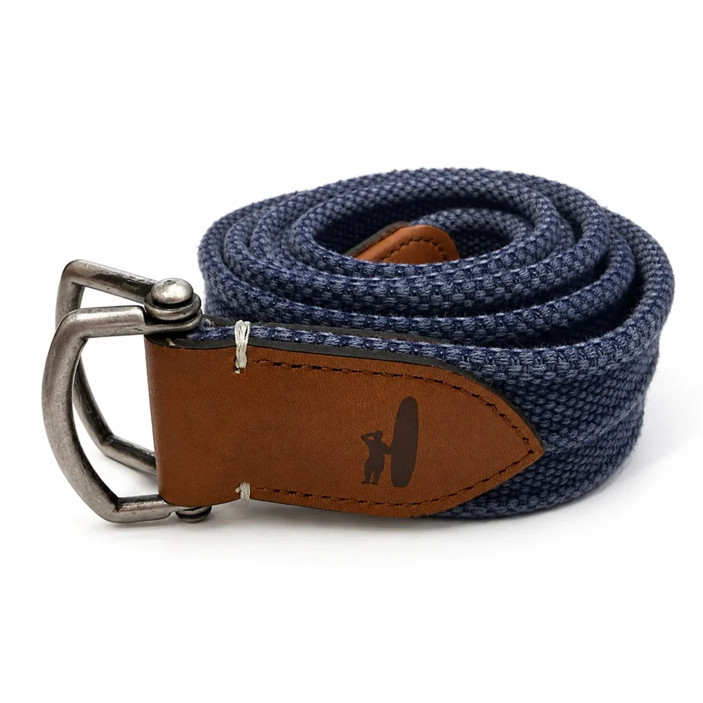 NEW JOHNNIE-O MENS DUSK BLUE BRENTWOOD WASHED CANVAS D-RING BELT GOLF SZ XXL